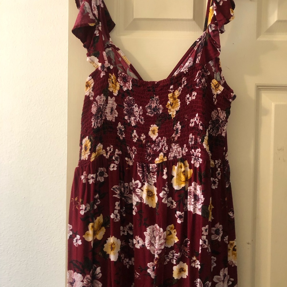 Maurice’s Burgundy Floral Smocked Sundress